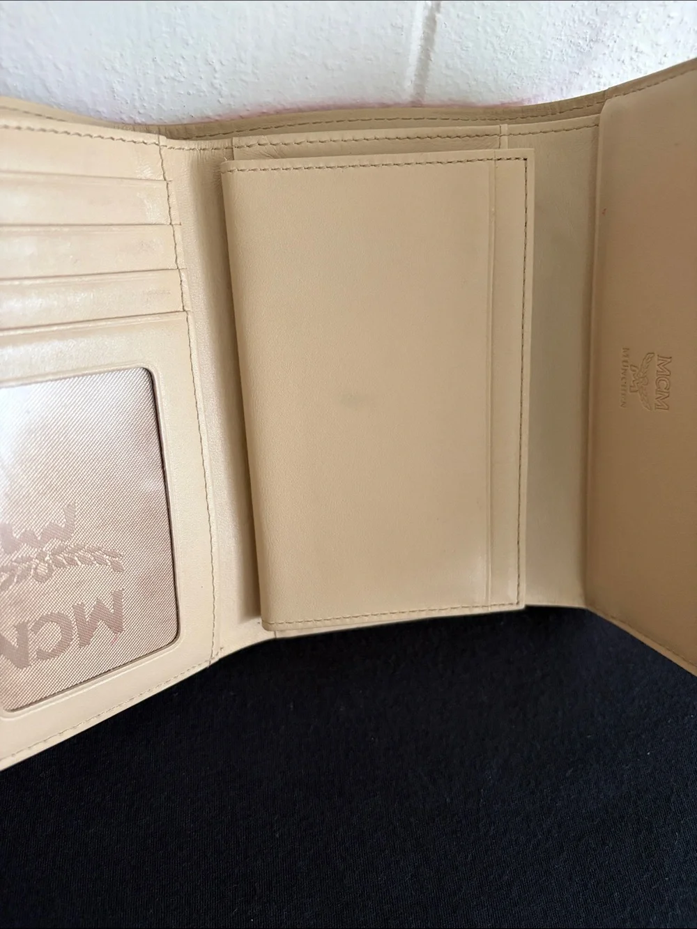 MCM Beige Visetos Continental Wallet with Pink and Purple Accents